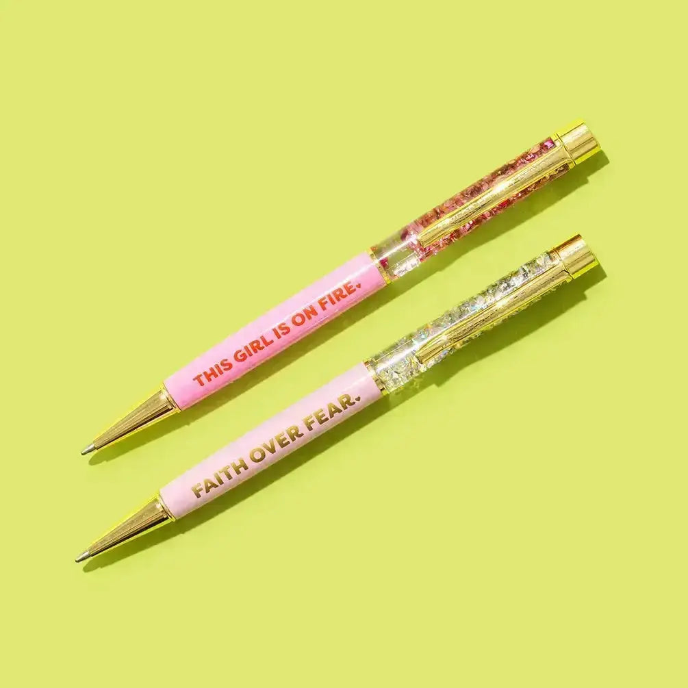 This Girl Is on Fire Pink Confetti Twist Pen