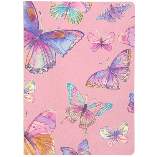 Butterfly Journal with Watercolor Art, 160 Lined Pages