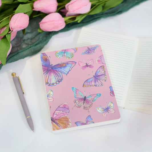 Butterfly Journal with Watercolor Art, 160 Lined Pages