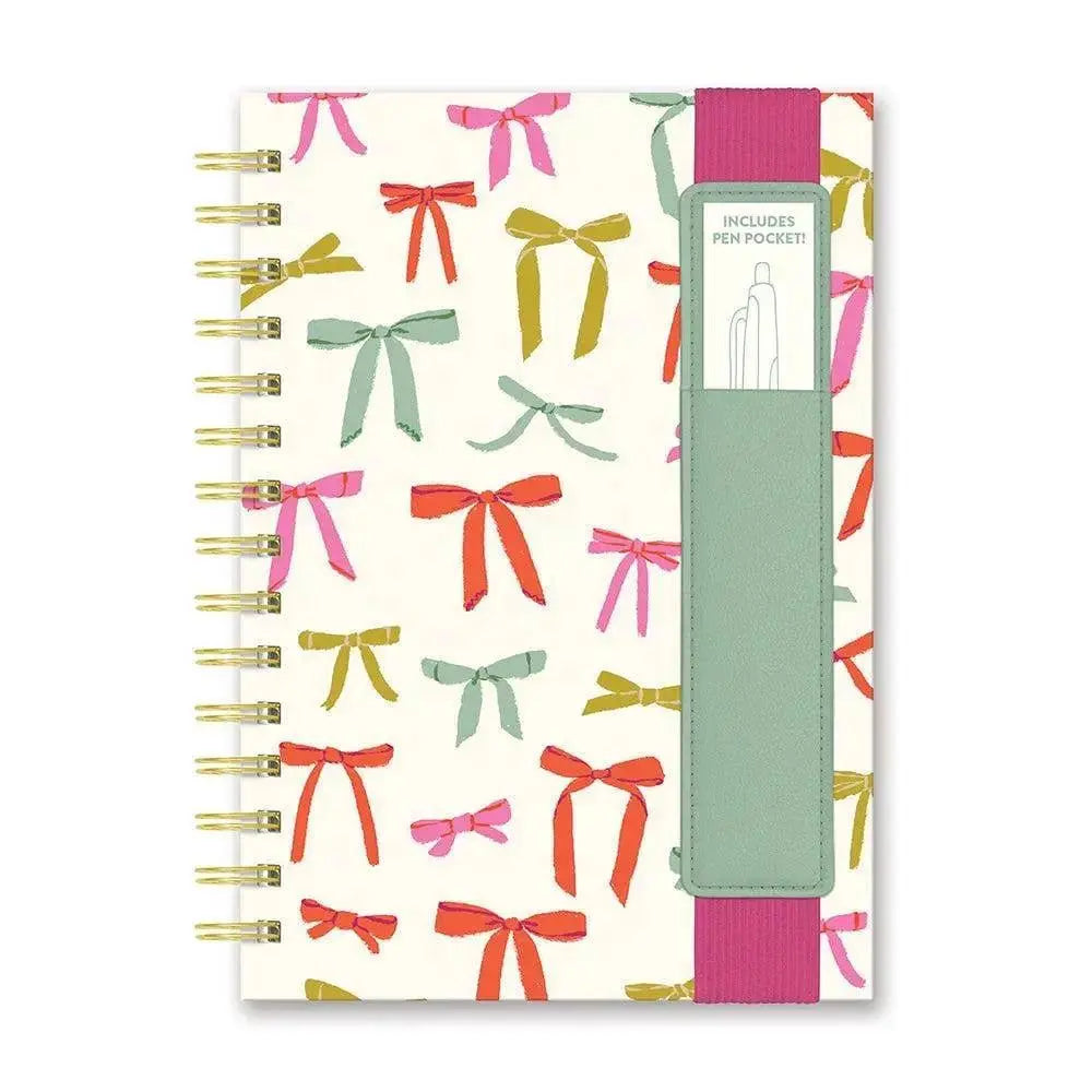 Cute bow themed notebook with pen pocket