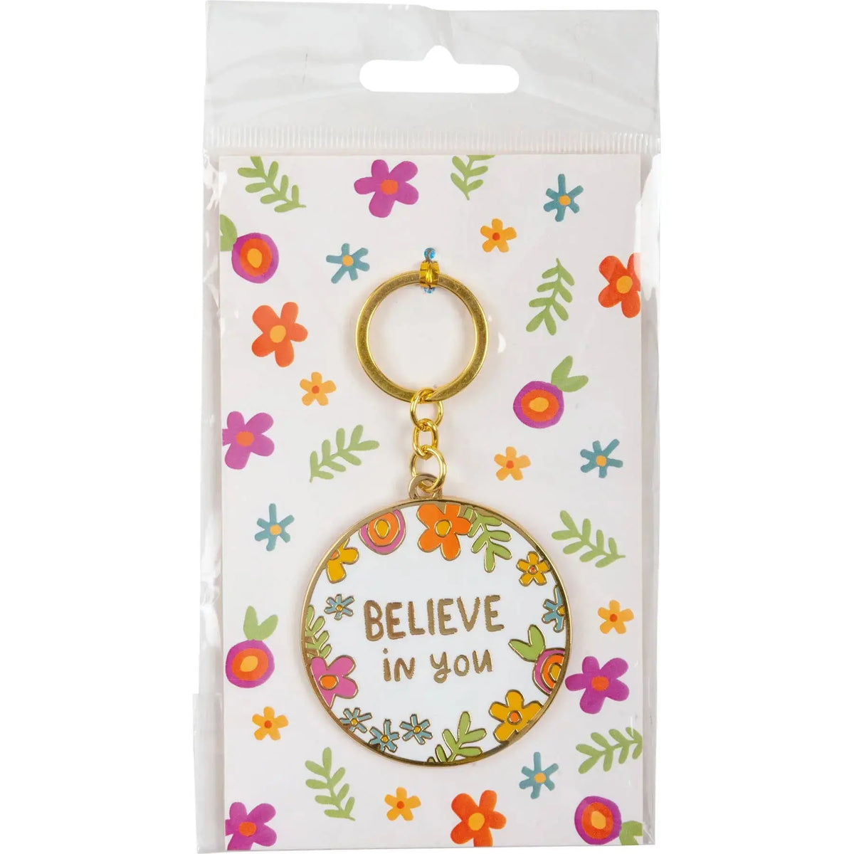 Floral Believe In You Hard Enamel Keychain