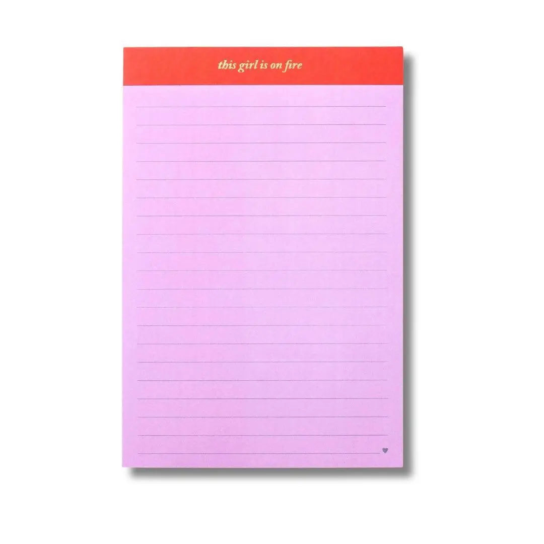 Large lined list pad printed with This Girl Is on Fire
