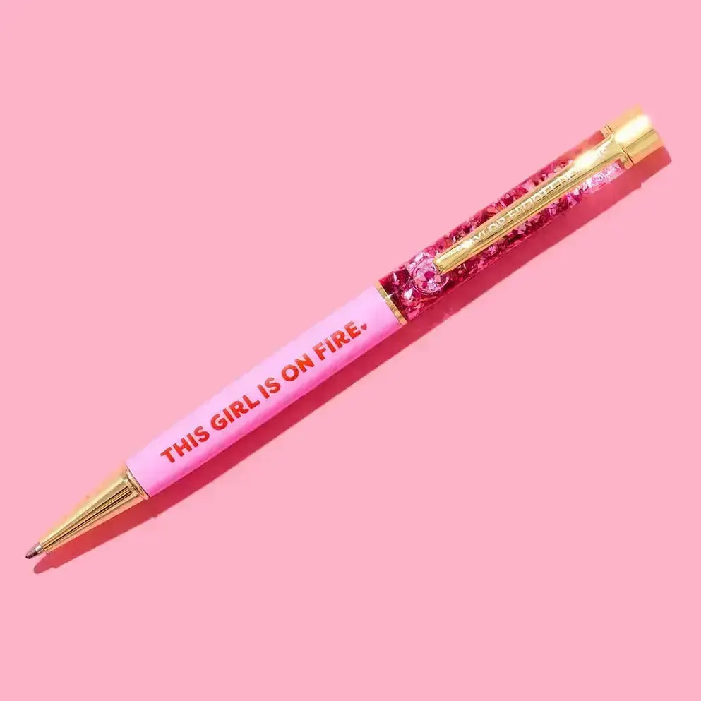 This Girl Is on Fire Pink Confetti Twist Pen